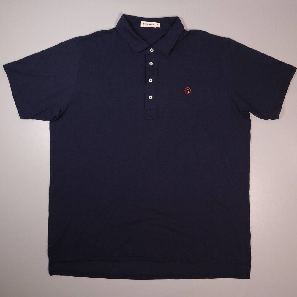Duck Head Golf Polo Navy Blue 4-Button Stretch Pima Cotton Soft Men's XL